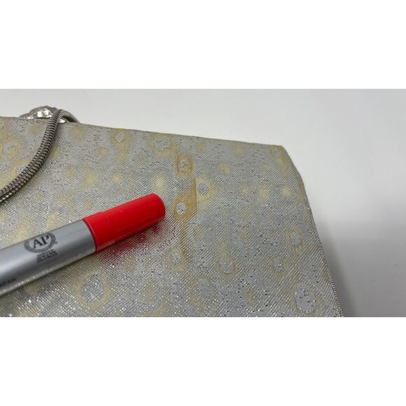 Vintage 50s Silver Small Patterned Glam Purse Rhinestone buckle - Picture 10 of 13